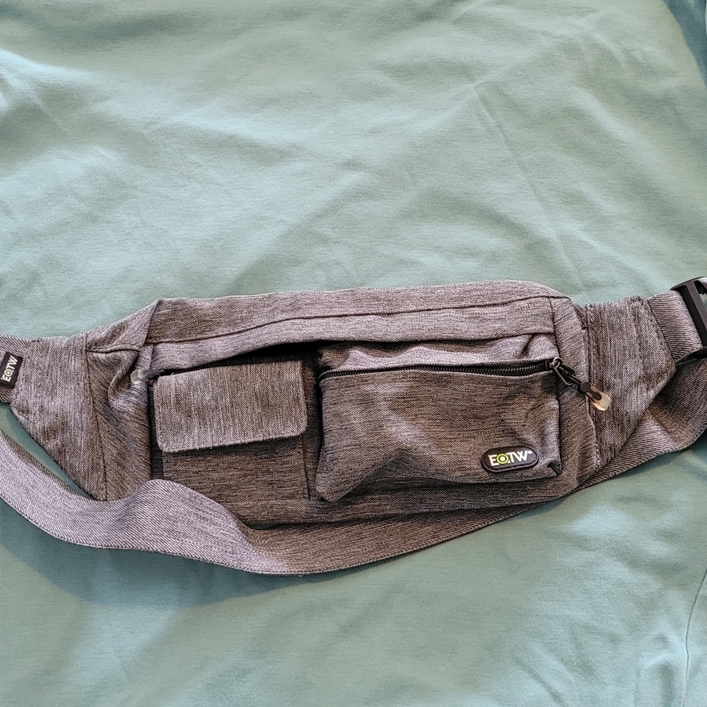 Gray Waist Pack Unisex with Elastic Waistband - Picture 2 of 14